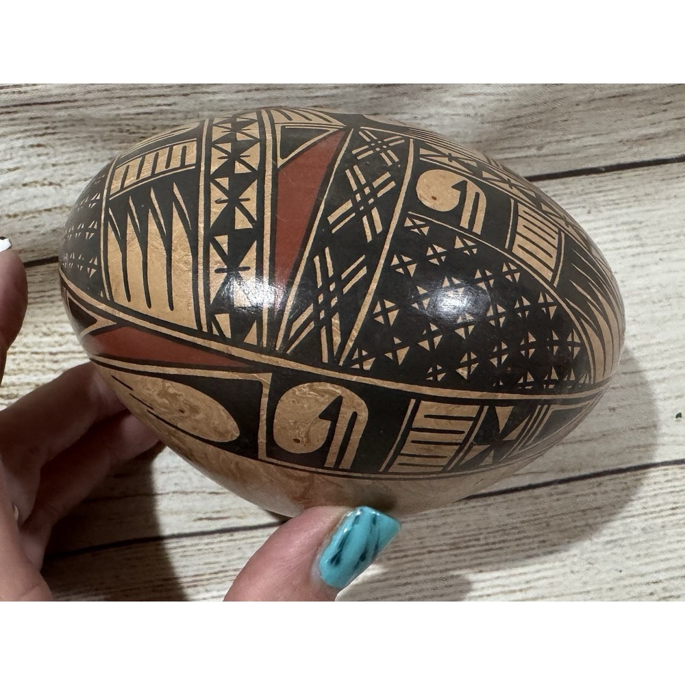 Pottery Signed Silvia Rodriguez Seed Pot Pod Native American Vessel Tb10 - Picture 4 of 8